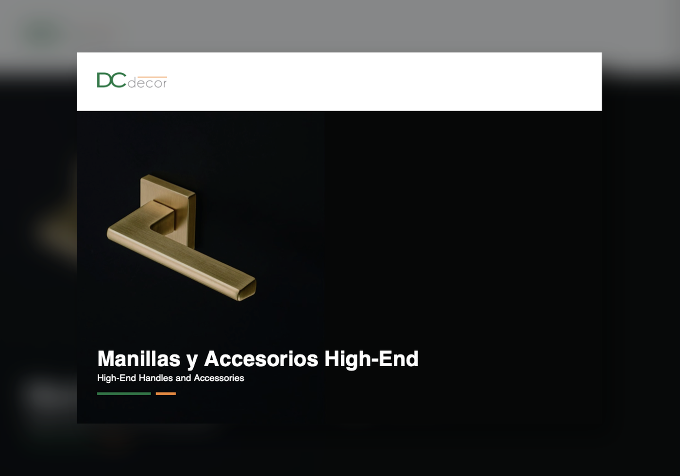 Portada del catálogo de manillas high end DC Decor