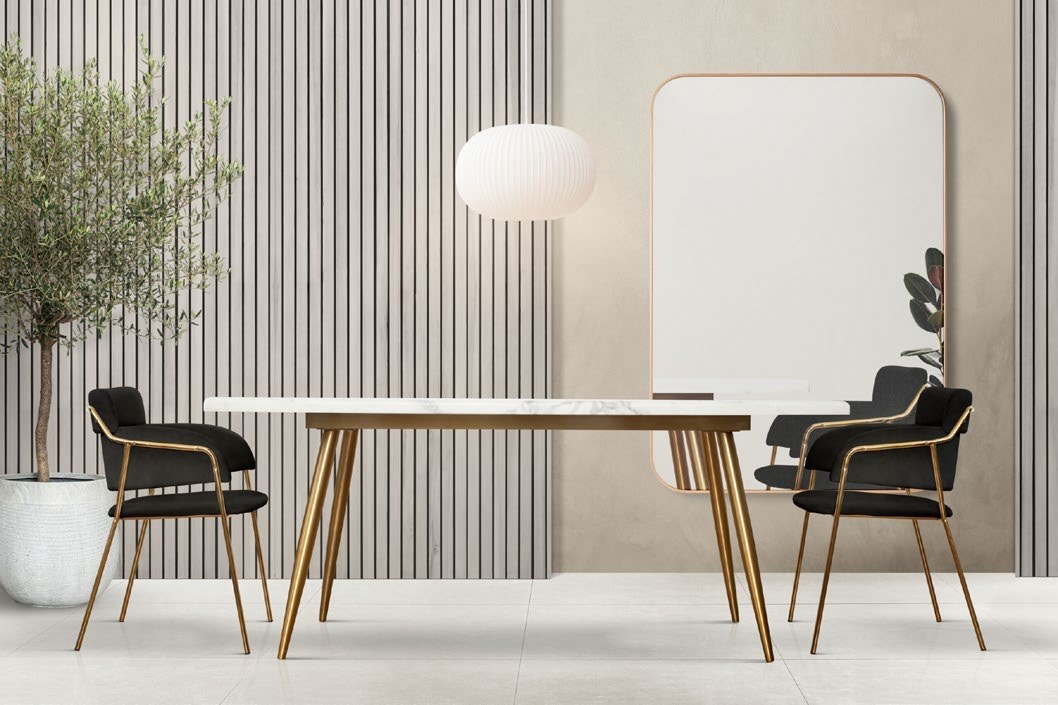 Wall panel ranurado en ambiente interior elegante