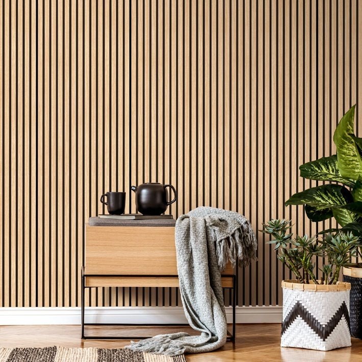 Wall panel ranurado instalado en pared